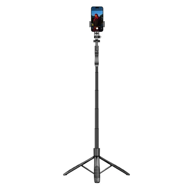 Stativ-Selfie-Stick Crong CRGSGU1BLK Aluminium Bluetooth mit klappbaren Beinen und Handyhalterung