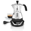 Elektrischer Mokkakocher BIALETTI 3 Tassen Moka Timer, programmierbares LED-Display, Aluminiumgehäuse, Kannenreservoir
