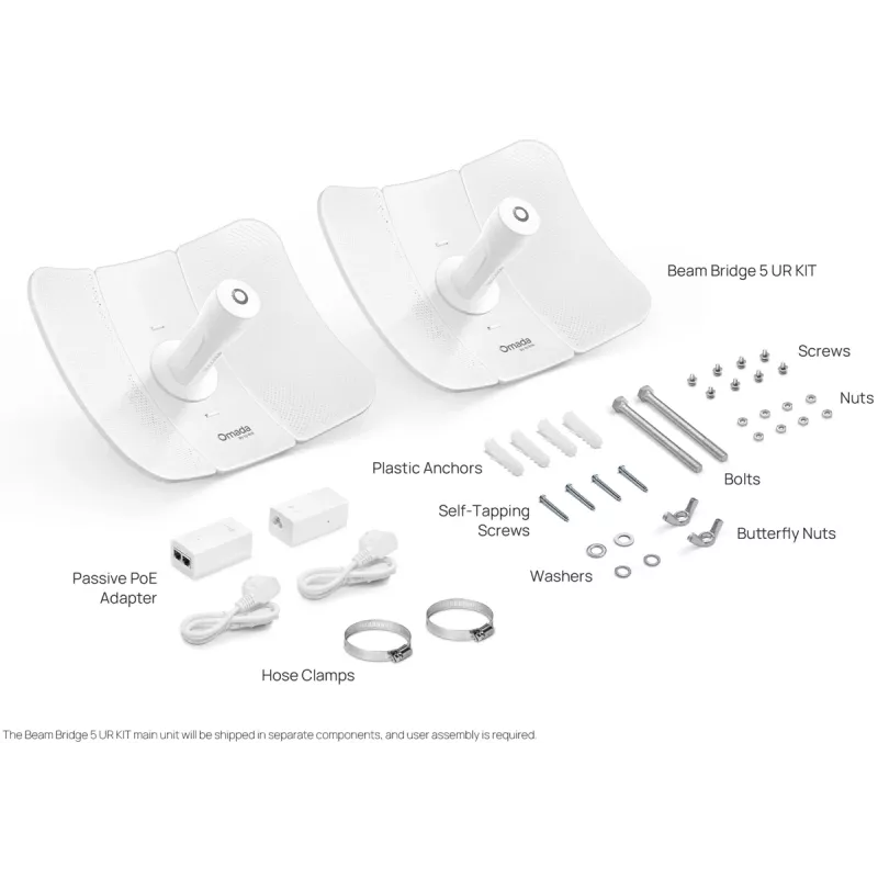 Netzwerk-Bridge TP-LINK Beam Bridge 5 UR KIT, 5 GHz Single-Band, Wi‑Fi 5 (802.11ac), Gigabit Ethernet, externe Antenne, max. Reichweite 15000 m, weiß