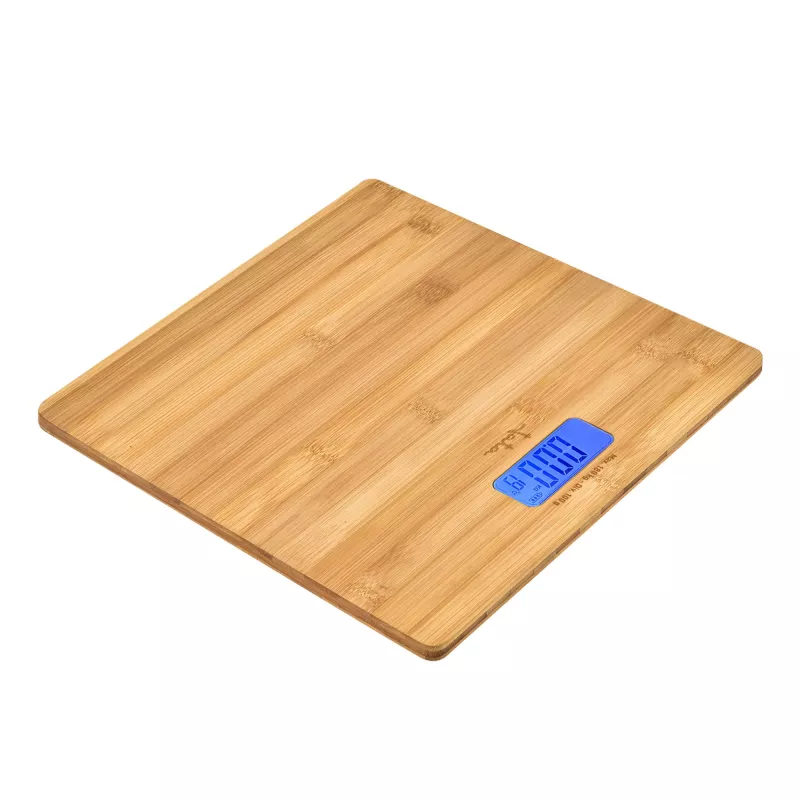 Elektronische Personenwaage Jata HBAS1489 — 180 kg Kapazität, 100 g Genauigkeit, 10,2 cm LCD, Bambusplattform