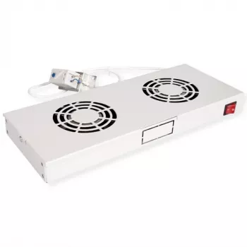 Kühlerventilator ROLINE 19-Zoll-Dachlüftereinheit 2 Ventilatoren Thermostat grau