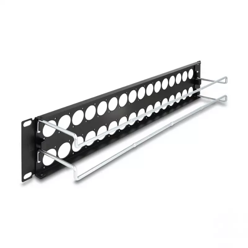 DeLOCK 67057 19-Zoll D-Typ Patchpanel mit Zugentlastung, 32-Port, schwarz