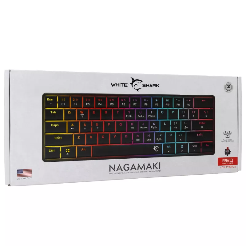 Mechanische Tastatur White Shark Nagamaki Schwarz — US-Layout, rote mechanische Schalter
