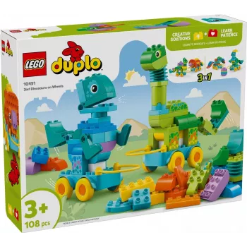 Konstruktionsspielzeug LEGO DUPLO 10451 Dinosaurier auf Rädern 3-in-1-Set, 108 Teile, Alter 3+, Höhe 220 mm