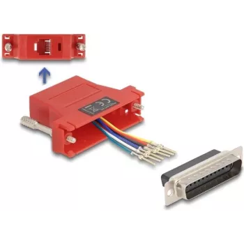 Gender-Changer-Adapter DELOCK 67094 — D-Sub 25 (Buchse/Stecker) auf RJ12, rot