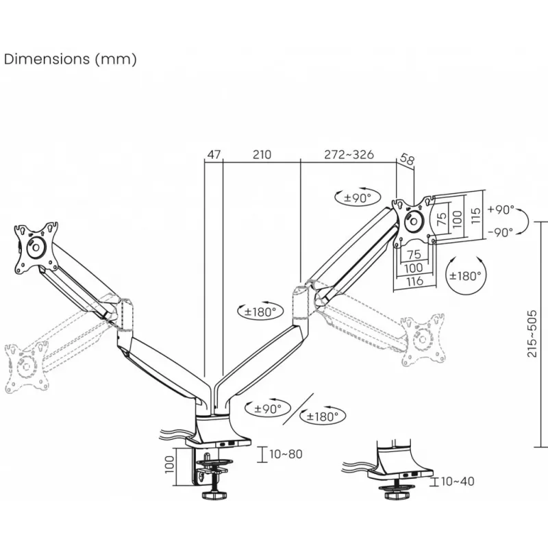ART Tischhalterung für 2 LCD-Monitore 17-35''