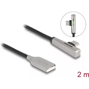 DeLOCK USB 2.0 Kabel Typ-A Stecker auf Typ-C Stecker abgewinkelt 60W 2m