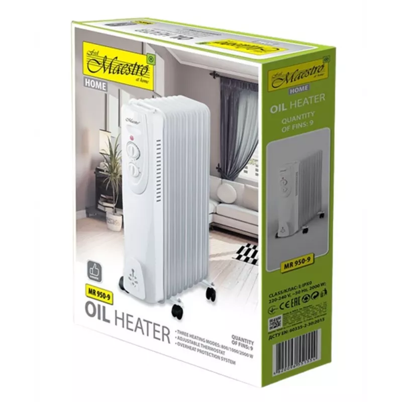 Elektroheizung Maestro Ölradiator 9 Rippen 2000W MR 950 9