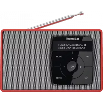 DAB+ Digitalradio TECHNISAT Digitradio 2 rot/silber — tragbarer DAB+/FM-Empfänger, eingebauter Lautsprecher