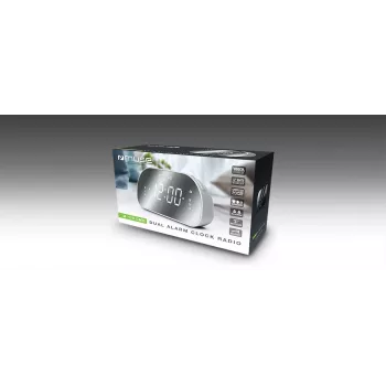Uhrenradio Muse M-170CMR — digitales Uhrenradio, 1,2 Zoll LED-Anzeige, FM, AC 230V, AAA-Backup, Spiegel/Weiß