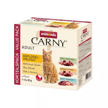 ANIMONDA Carny Adult Geflügel-Mix - Nassfutter für Katzen - 8x85g