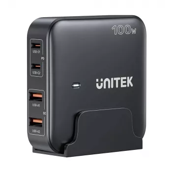 Unitek Schreibtischladegerät P1229ABK01-EU 100 W mit 2× USB-A und 2× USB-C