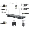 Laptop-Dock Gembird A-CM-COMBO9-02 USB 3.2 Gen 1 Type-C, HDMI, VGA, 3×USB-A, Gigabit Ethernet, 87W PD, Grau