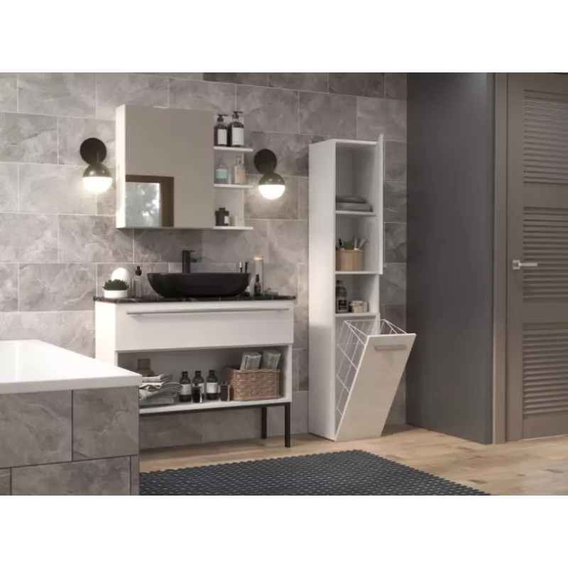 Badezimmerschrank NEL III 31x30x174 cm, mattweiß