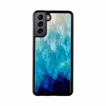 Handyhülle iKins für Samsung Galaxy S21+ – schützende Rückabdeckung, blue lake Schwarz