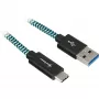 USB 3.2 Gen 2 Kabel, USB-A Stecker > USB-C Stecker (Schwarz/Hellblau, 1 Meter, ummantelt)