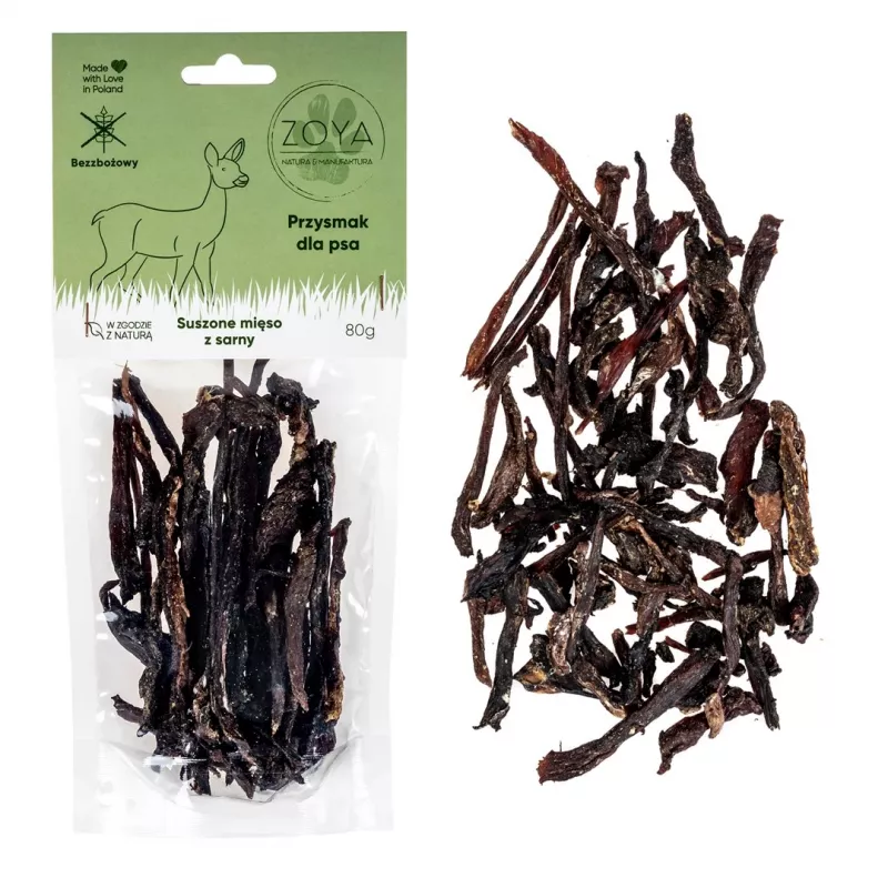 ZOYA Getrocknetes Hirschfleisch – Hunde-Leckerli – 80g