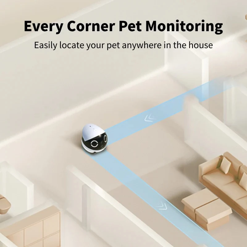 Roboter-Haustiermonitor Enabot Rola Mini — WLAN, 5000-mAh-Akku, 3 MP, 137° Sichtfeld, Weiß/Schwarz