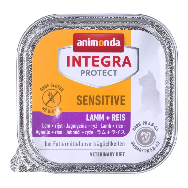 Nassfutter für Katzen animonda Integra Protect Sensitive Mature Lamm & Reis 100 g, getreidefrei, glutenfrei, zuckerfrei