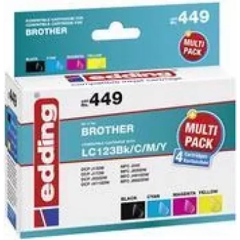 edding Druckerpatronen EDD-449 schwarz, Cyan, Magenta, gelb kompatibel mit brother LC-123BK/C/M/