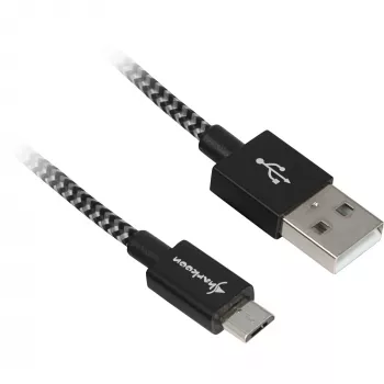 USB-A-auf-B-Kabel Sharkoon 1,0 m mit Aluminium-Geflechtschirmung, USB-Datenkabel