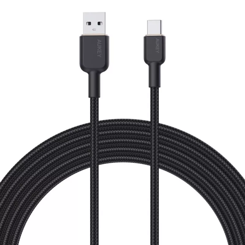 USB-A-auf-USB-C-Kabel Aukey CB-NAC1, 1 m, geflochtenes Nylon, USB PD 60 W, USB 2.0