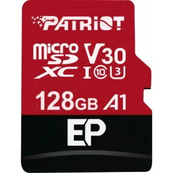 MicroSDXC-Speicherkarte PATRIOT 128 GB Klasse 10 U3 V30, Lesen 100 MB/s, Schreiben 80 MB/s, microSDXC