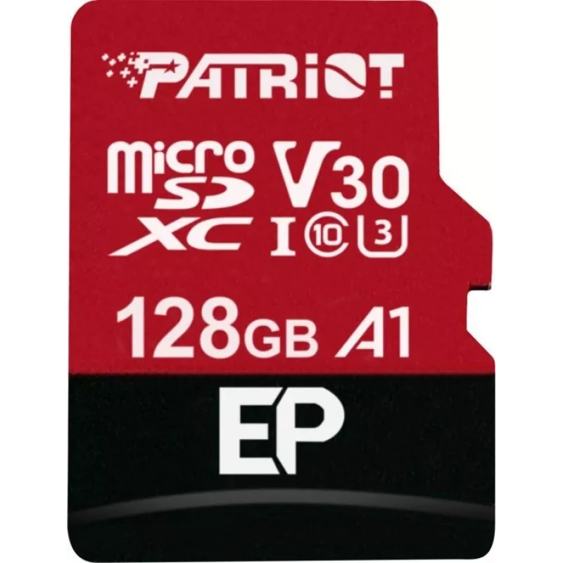 MicroSDXC-Speicherkarte PATRIOT 128 GB Klasse 10 U3 V30, Lesen 100 MB/s, Schreiben 80 MB/s, microSDXC