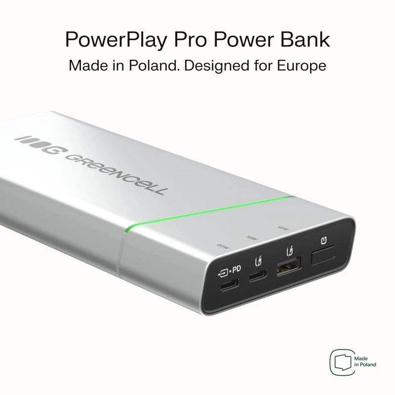 Tragbarer Akku Grün Cell BPLGC20P 20800 mAh Lithium-Ionen, USB-C PD 65W, 2x USB-C + 1x USB-A, Aluminiumgehäuse