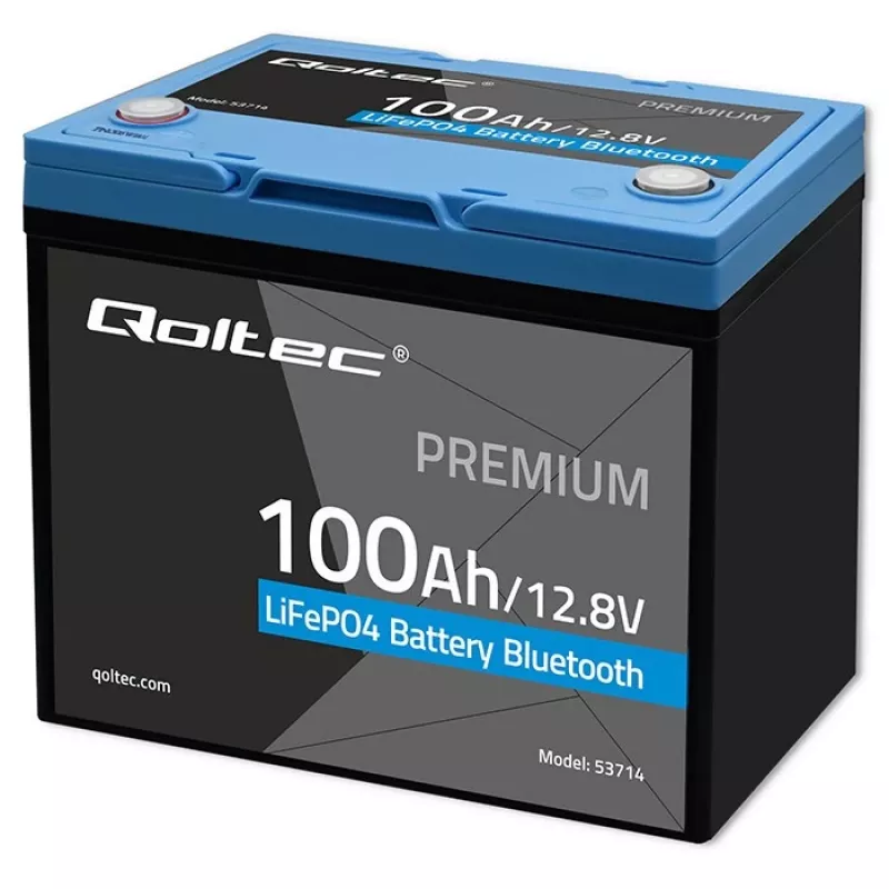 LiFePO4-Batterie QOLTEC 12,8 V 100 Ah mit Bluetooth — 12,8 V 100 Ah