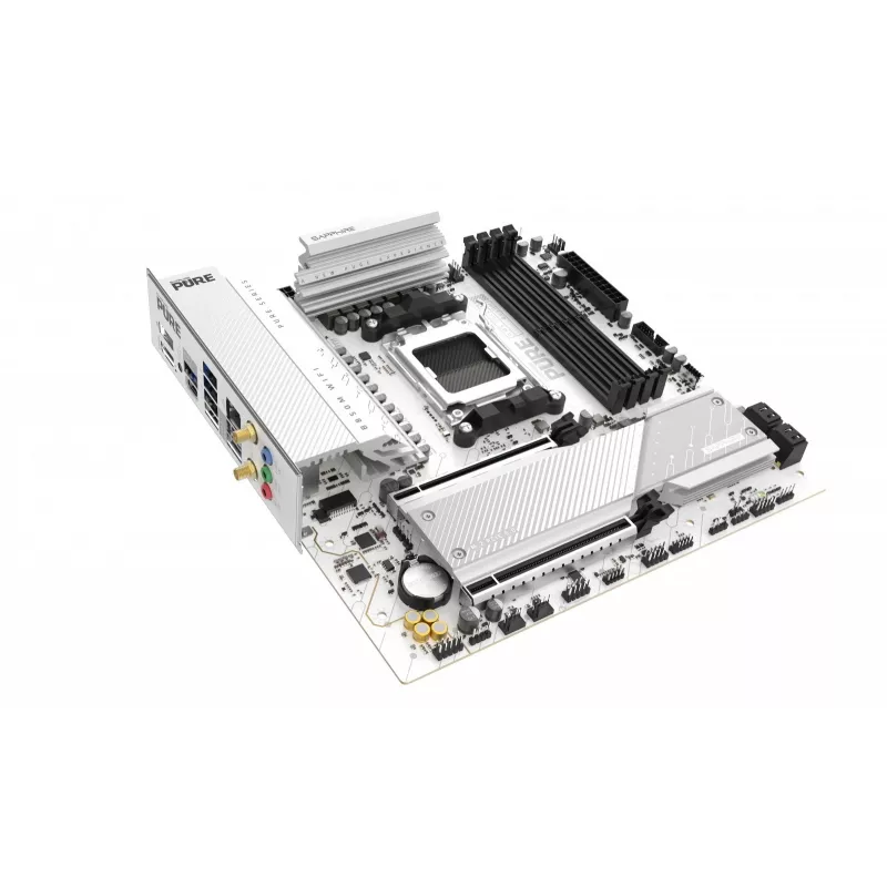 Mainboard Sapphire PURE B850M WIFI Micro ATX — AMD B850, Sockel AM5, DDR5 bis zu 8000 MHz, 4 DIMM, Wi‑Fi 6, 2,5 Gb LAN, 2× M.2, PCIe 5.0 x16