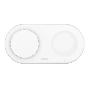 Belkin WIZ021VFWH - 2-in-1 kabelloses Ladepad mit Qi2-Technologie 15 W, Weiß