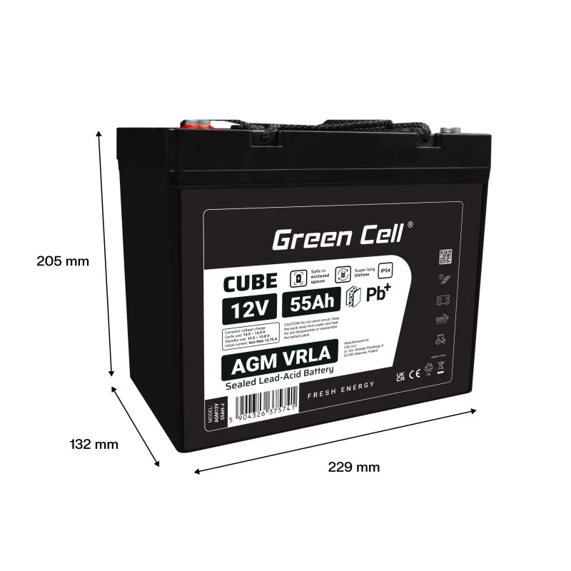 Battery AGM VRLA 12V 55Ah IP54