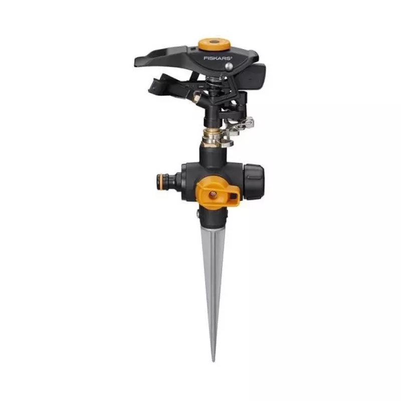 Fiskars Omnidirektionaler ON/OFF-Pulsregner auf einem Dorn