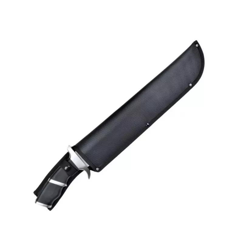 Überlebensmesser cinema classic CC-PDT — Edelstahlklinge 375 mm, Gesamtlänge 525 mm, Edelstahlgriff, schwarze Kunststoffscheide, 1 kg