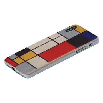 Smartphone-Hülle man and wood für iPhone X/XS, Holzrückseite, weißer Rahmen