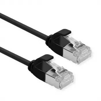 ROLINE DataCenter - Patchkabel - RJ-45 (M) auf RJ-45 (M) - 1,5 m - U/FTP - CAT 6a - Halogenfrei, vergossen, Litze - Schwarz, pantone 3C (21.15.3354)