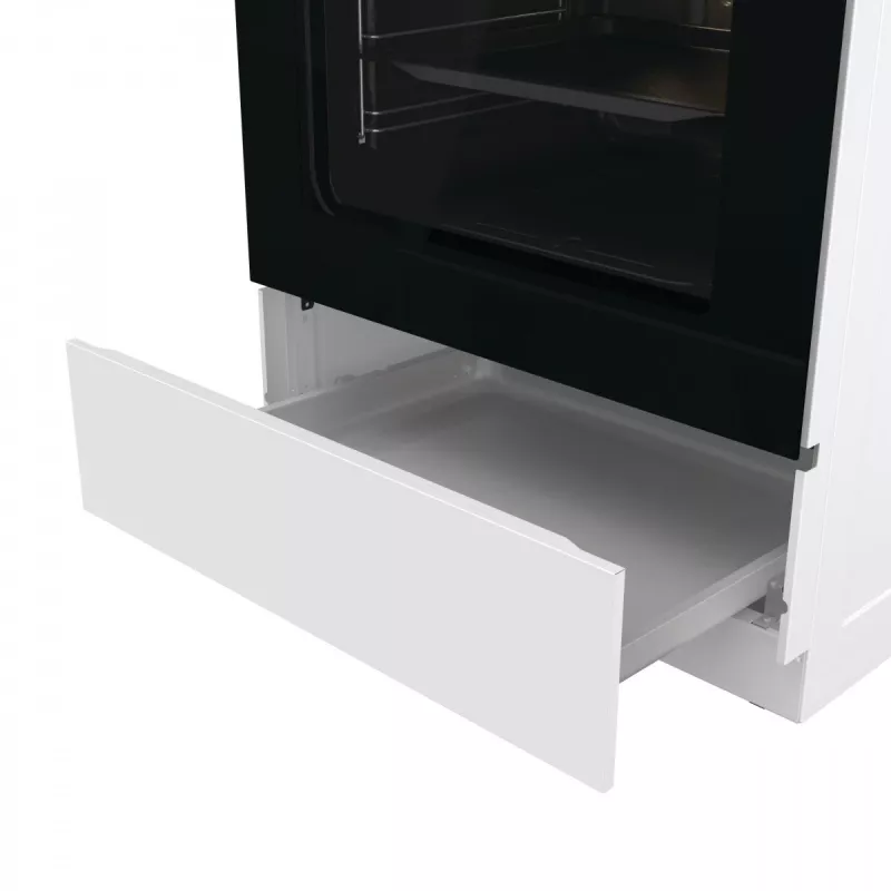Freistehender Gasherd Gorenje GG6A10WFFM, weiß, 4-Flammen-Kochfeld, 72 L Gasbackofen, Drehregler vorne