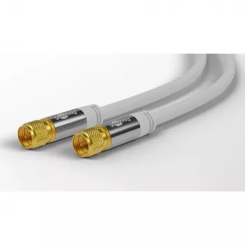 Goobay SAT-Antennenkabel (135 dB Typ), 4-fach geschirmt, 5 m, Weiß - vergoldet, F-Stecker > F-Stecker (70644)