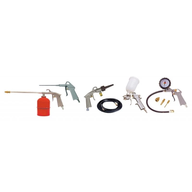 Druckluft-Werkzeugsatz STANLEY 9045718STN, 9-teilig, Metallwerkzeuge, Spiralschlauch 5 m, max. 20 bar