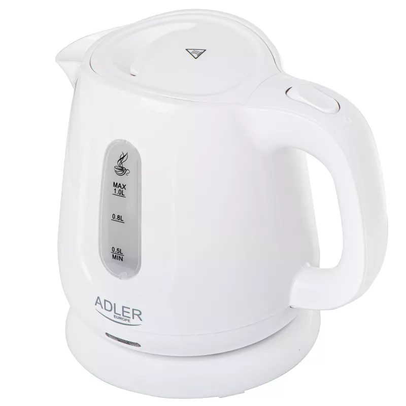Wasserkocher Adler AD 1373 – 1 L Fassungsvermögen, 850 W, weiß, 360°-Basis, Polypropylen