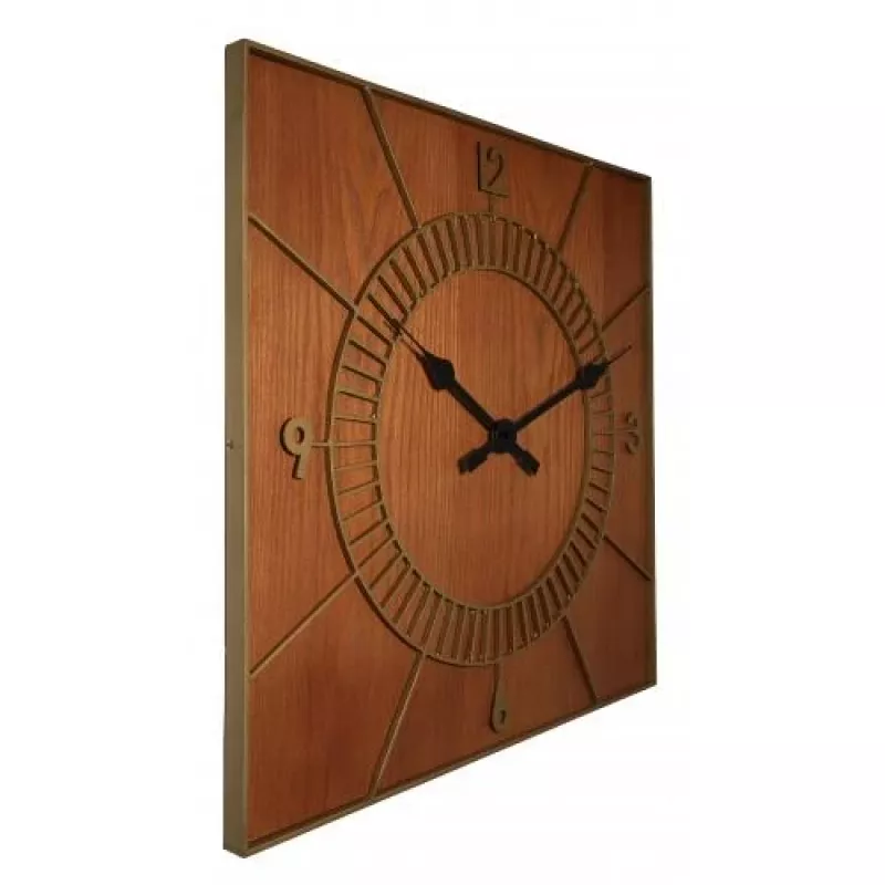 NeXtime Wanduhr 3112br Wood Square, 50x50 cm, Wand, Braun