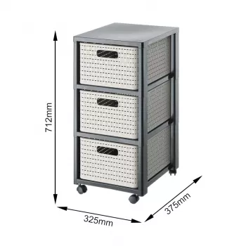Aufbewahrungseinheit Rotho Country 3 Schubladen Cappuccino/Anthrazit, Technopolymer, 712×325×375 mm
