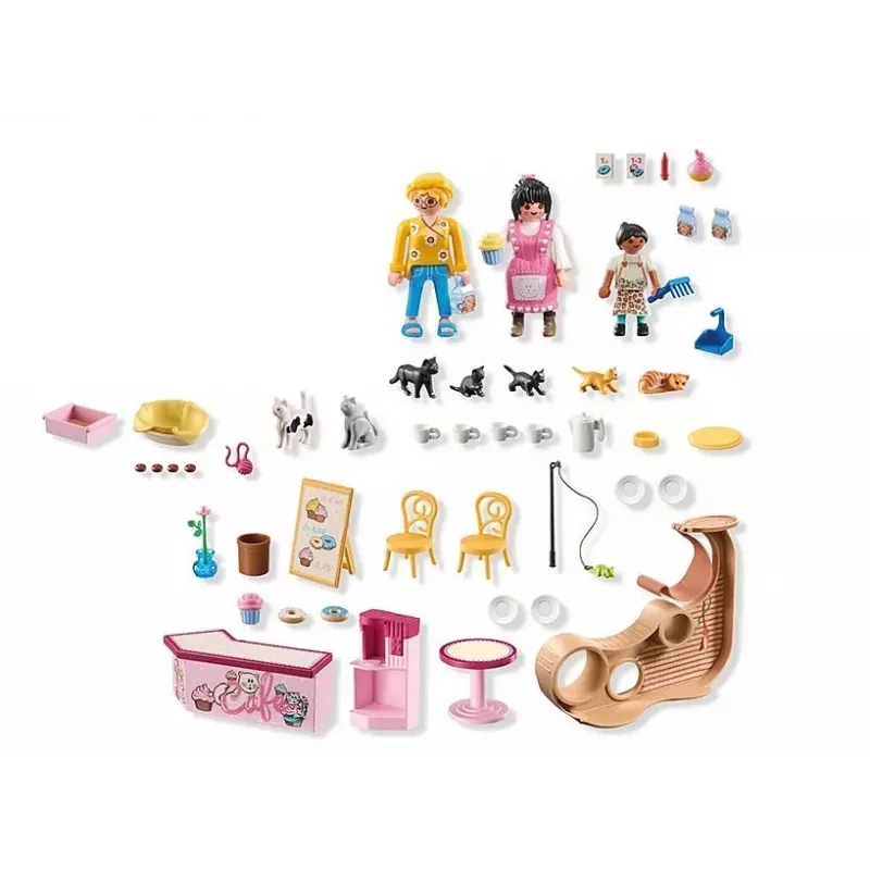 Playset PLAYMOBIL My Life 71744 Katzen-Café mit Figuren, Spielset für Kinder