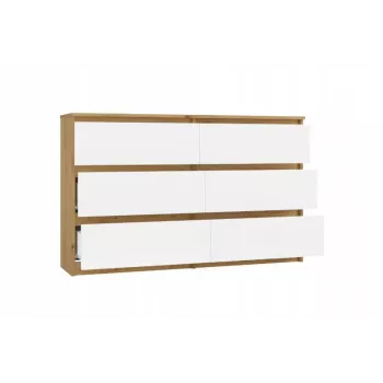 Kommode 6-Schubladen 120 cm Top E Shop Malwa — Artisan Oak / Weiß, Spanplatte