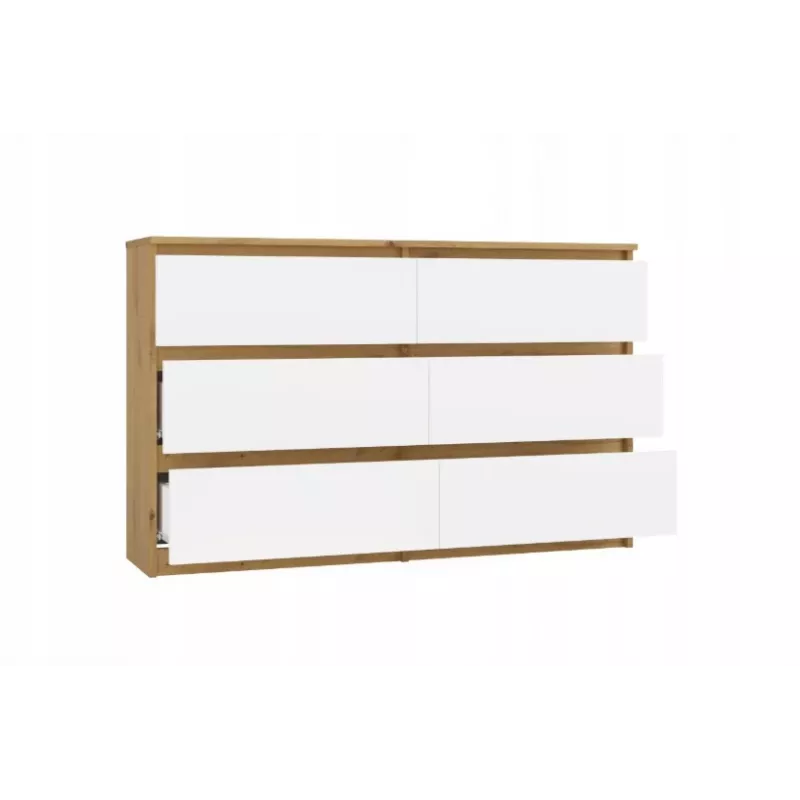Kommode 6-Schubladen 120 cm Top E Shop Malwa — Artisan Oak / Weiß, Spanplatte