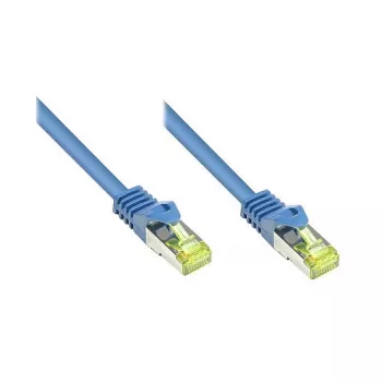 RJ45 Patch-Kabel mit Cat.7 Rohkabel und Rasthebelschutz (RNS®), S/FTP, PiMF, halogenfrei, 600 MHz, OFC, Blau, 30 m, Good Connections® (8070R-300B)