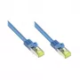RJ45 Patch-Kabel mit Cat.7 Rohkabel und Rasthebelschutz (RNS®), S/FTP, PiMF, halogenfrei, 600 MHz, OFC, Blau, 30 m, Good Connections® (8070R-300B)