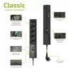 Überspannungsschutz-Steckdosenleiste EVER CLASSIC, 5x Typ-E-Steckdosen, 250 V, 1,5 m Kabel, 175 J, mit Schalter