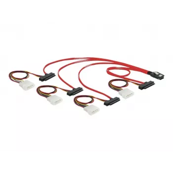DeLOCK - Internes SAS-Kabel (Serial Attached SCSI) - 4-Lane - 36-polig 4i Mini MultiLane - Interne Stromversorgung, 4-polig, Internes SAS, 29-polig (SFF-8482) - 50 cm (83059)